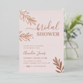 バラ金ゴールドボホリーフブライダルシャワー 箔招待状 (立ち正面)