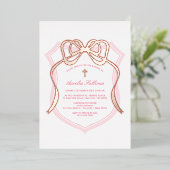 バラ金ゴールドボーピンククレストバプテスマ 箔招待状 (立ち正面)