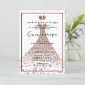 バラ金ゴールドボールガウン&ティアラキンセニェラ誕生日 招待状 (スタンド正面)