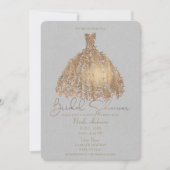 バラ金ゴールドボ葉タニカルブライダルシャワー 招待状 (正面)