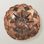 バラ金ゴールドポリエステルラウンド装飾用クッション（16インチ） ラウンドクッション (裏面)