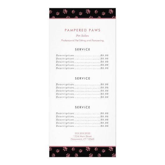 バラ金ゴールドポープリントペットサロンサービス ラックカード (正面)