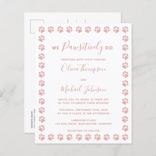 バラ金ゴールドポープリント予算結婚のはがき (正面/裏面)