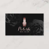 バラ金ゴールドポーランドネイルサロンエレガントブラックフローラ 名刺 (正面)