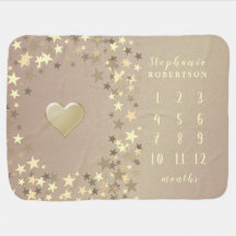 バラ金ゴールドマイルストーンガールベビーブランケット