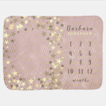 バラ金ゴールドマイルストーンガールベビーブランケット