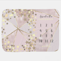 バラ金ゴールドマイルストーンガールベビーブランケット