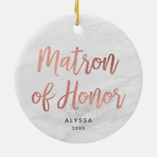 バラ金ゴールドマトロンパーソナライズされたフェイク大理石 セラミックオーナメント (裏面)