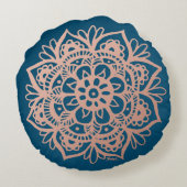 バラ金ゴールドマンダラオンダークブルーフラワー ラウンドクッション (裏面)