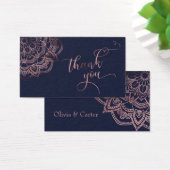 バラ金ゴールドマンダラオンネイビーブルーサンキューメッセージカード (デスク)