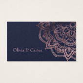 バラ金ゴールドマンダラオンネイビーブルーサンキューメッセージカード (裏面)