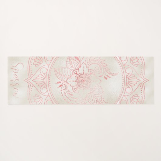 バラ金ゴールドマンダラクリームフォイル名前をカスタムする ヨガマット (裏面(横))