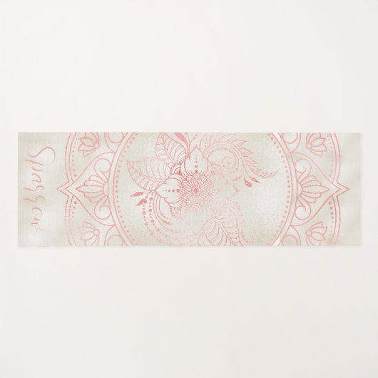 バラ金ゴールドマンダラクリームフォイル名前をカスタムする ヨガマット (正面(横))