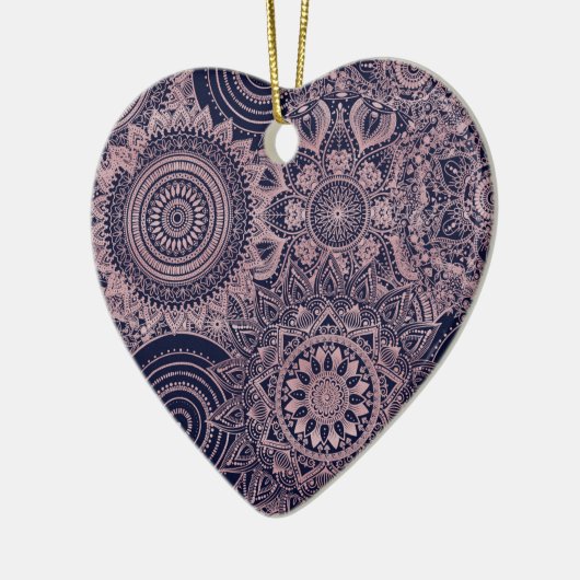 バラ金ゴールドマンダラコレクションブルーデザイン セラミックオーナメント (左)