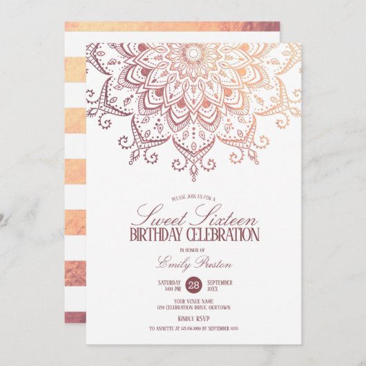 バラ金ゴールドマンダラスウィート16パーティー 招待状 (正面/裏面)