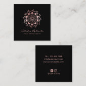 バラ金ゴールドマンダラフラワーロゴ美しいサロンスパ スクエア名刺 (正面/裏面)