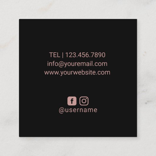 バラ金ゴールドマンダラフラワーロゴ美しいサロンスパ スクエア名刺 (裏面)