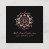 バラ金ゴールドマンダラフラワーロゴ美しいサロンスパ スクエア名刺 (正面)