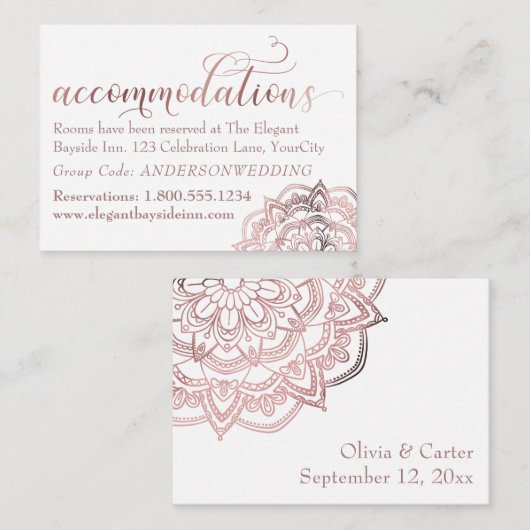 バラ金ゴールドマンダラホワイト宿泊施設インサートカード エンクロージャーカード (正面/裏面)