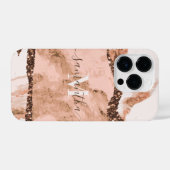 バラ金ゴールドマーブルアンドグリッター iPhoneケース (裏面横)