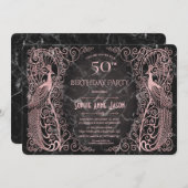 バラ金ゴールドマーブルアートピーコックス50thバースデーパーティー 招待状 (正面/裏面)