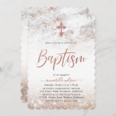 バラ金ゴールドマーブルガールバプテスマ招待状 招待状 (正面/裏面)