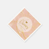 バラ金ゴールドマーブルグリッターブライダルシャワー スタンダードカクテルナプキン (角)