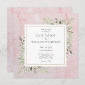 バラ金ゴールドマーブルグリーン結婚リーズ 招待状 (正面/裏面)