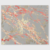 バラ金ゴールドマーブルコーラルグレーブライトピンク抽象芸術 ラッピングペーパー (フラット)