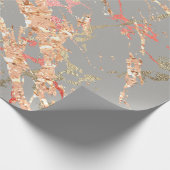 バラ金ゴールドマーブルコーラルグレーブライトピンク抽象芸術 ラッピングペーパー (角)