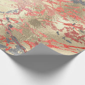 バラ金ゴールドマーブルコーラルコッパー灰色抽象芸術 ラッピングペーパー (角)
