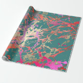 バラ金ゴールドマーブルコーラルティール(緑がかった色)ブライトピンク抽象芸術 ラッピングペーパー (アンロールド)