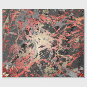 バラ金ゴールドマーブルコーラルブラックグラフトグレー抽象芸術 ラッピングペーパー (フラット)