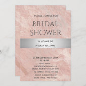 バラ金ゴールドマーブルシルバーストライプブライダルシャワー 招待状 (正面/裏面)