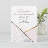 バラ金ゴールドマーブルスワール赤面ピンク結婚ズ 招待状 (スタンド正面)