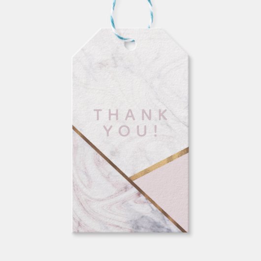 バラ金ゴールドマーブルスワール&赤面ピンクブロンズグラム ギフトタグ (正面)