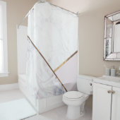 バラ金ゴールドマーブルスワール&赤面ピンクブロンズグラム シャワーカーテン (インサイチュ)