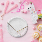 バラ金ゴールドマーブルスワール&赤面ピンクブロンズグラム ペーパープレート (パーティー)