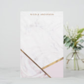 バラ金ゴールドマーブルスワール&赤面ピンクブロンズグラム 便箋 (スタンド正面)