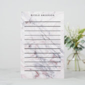 バラ金ゴールドマーブルスワール&赤面ピンクブロンズグラム 便箋 (スタンド正面)