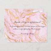 バラ金ゴールドマーブルピンク私の花嫁になる インビテーションポストカード (正面/裏面)