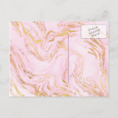 バラ金ゴールドマーブルピンク私の花嫁になる インビテーションポストカード (裏面)
