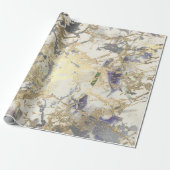 バラ金ゴールドマーブルピーチ赤面グレイコテージ ラッピングペーパー (アンロールド)