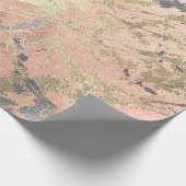 バラ金ゴールドマーブルピーチ赤面グレイ抽象芸術 ラッピングペーパー (角)