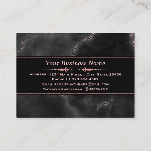 バラ金ゴールドマーブルメイクアップアーティスト美容師カスタム ロイヤリティカード (裏面)