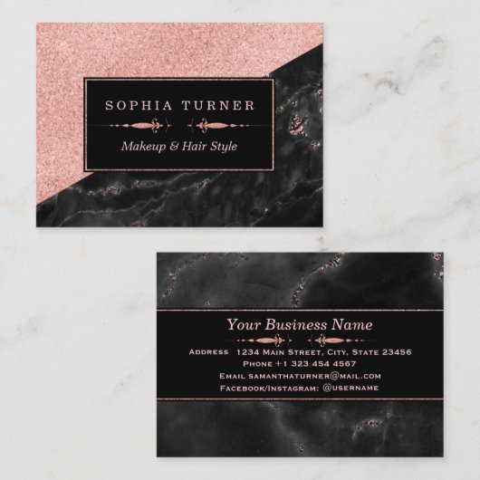 バラ金ゴールドマーブルメイクアップアーティスト美容師カスタム ロイヤリティカード (正面/裏面)