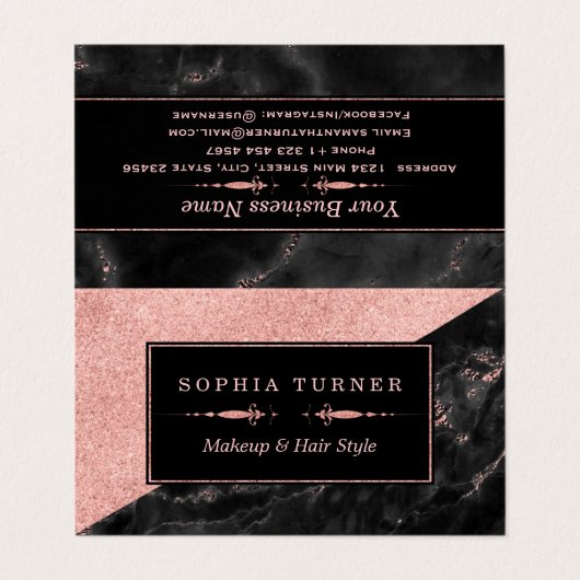 バラ金ゴールドマーブルメイクアップアーティスト美容師カスタム 名刺 (外部フラット)