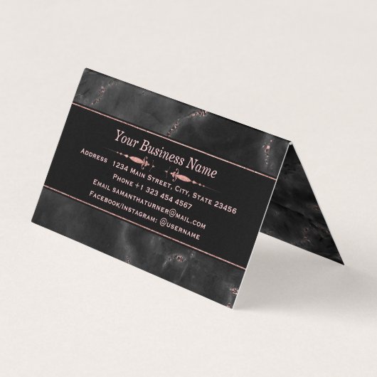 バラ金ゴールドマーブルメイクアップアーティスト美容師カスタム 名刺 (裏面)