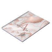 バラ金ゴールドマーブルモノグラムカスタムイニシャルと名前 ノートブック (左側)