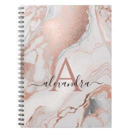 バラ金ゴールドマーブルモノグラムカスタムイニシャルと名前 ノートブック